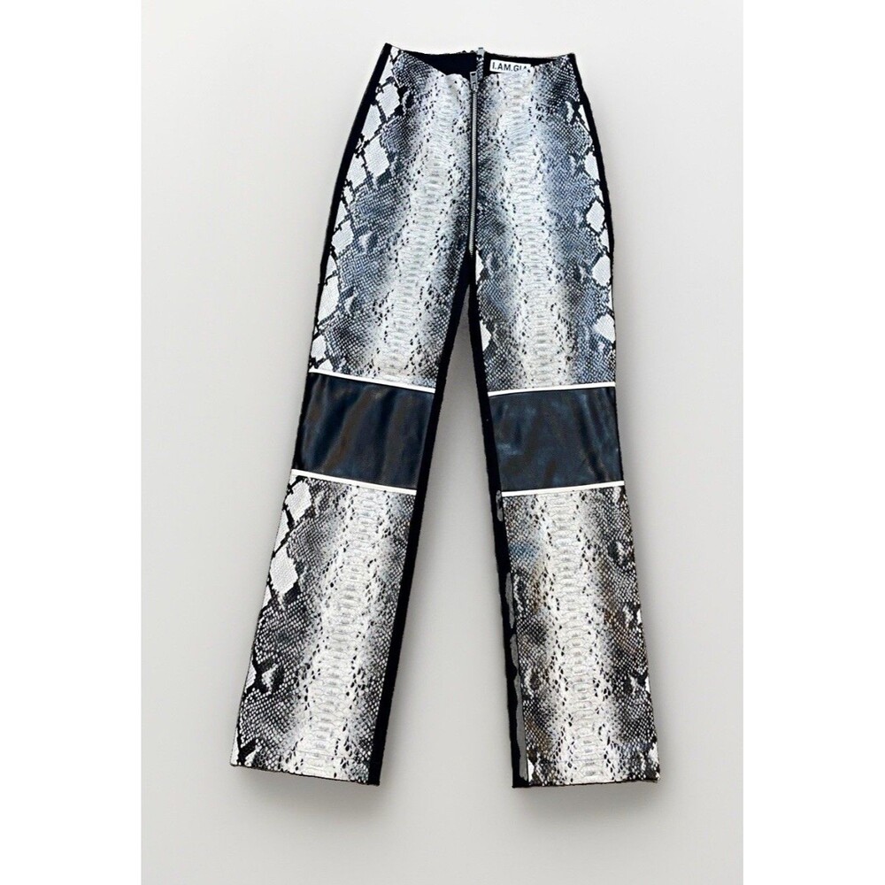 I.AM.GIA Snake Print Faux Leather Pants XS Y2K Low Rise Moto Festival 90s